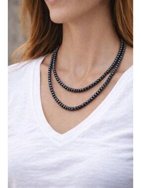 Molly Jane Designs Double Strand Hematite Bead Necklace Gunmetal Faceted